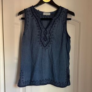 Blue Embroidered Women's Top